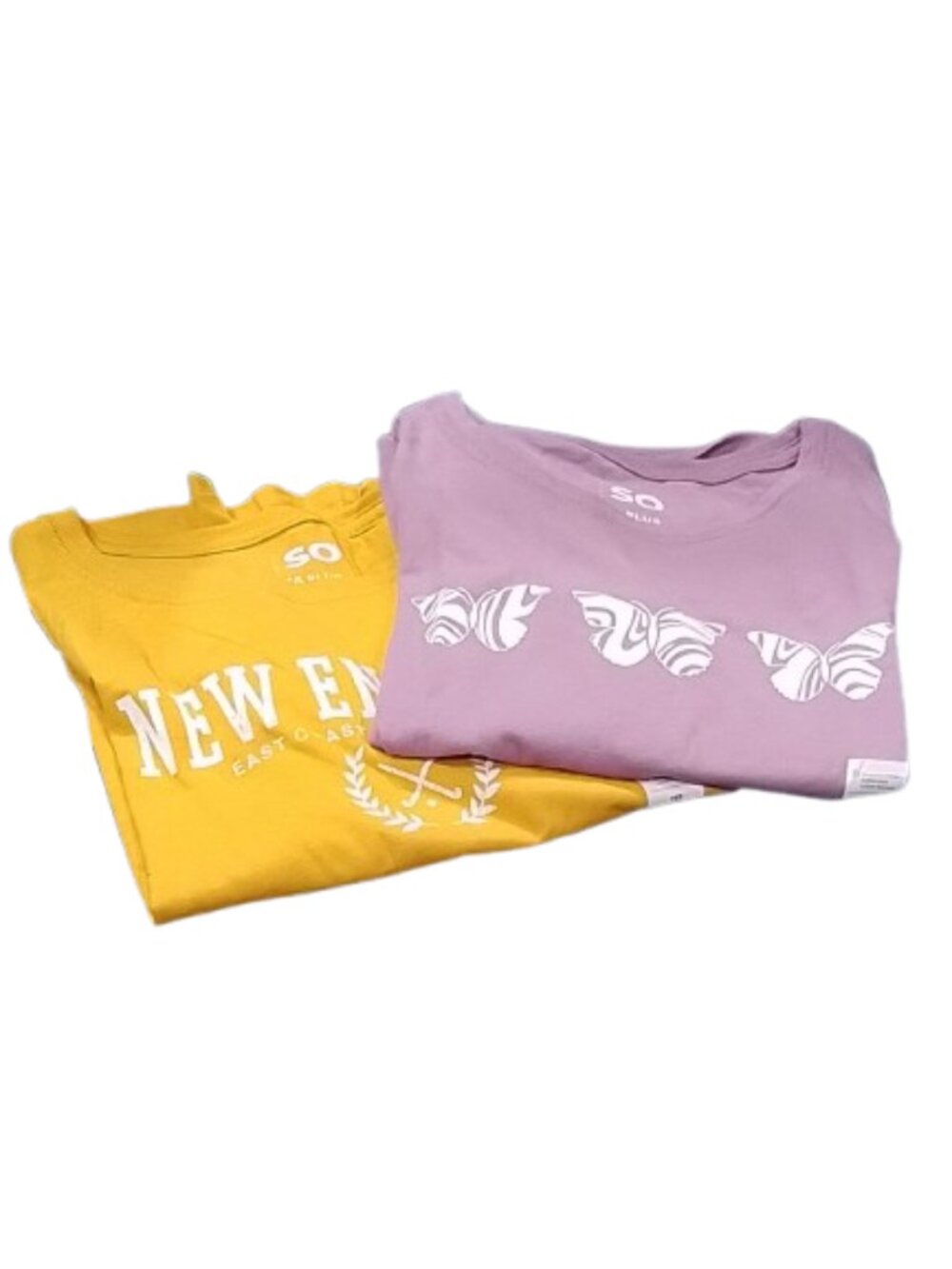 BUNDLE - Girl's SO Varsity Graphic T-Shirts - Gold & Lilac - 16 Plus - NWT